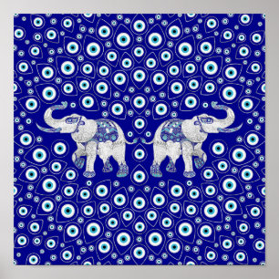 Evil Eye Elephant Good Luck Charm Poster
