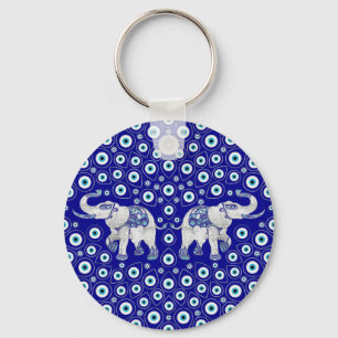 Evil Eye Elephant Good Luck Charm Sleutelhanger