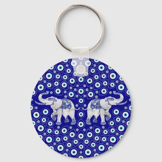 Evil Eye Elephant Good Luck Charm Sleutelhanger (Voorkant)