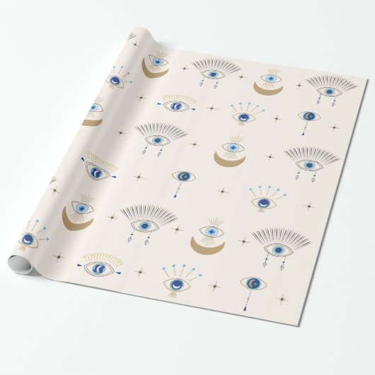 Evil Eye en Third Eye Patroon Inpakpapier (Uitgerold)