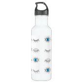 Evil Eye Eyelashes Nazar Mati Pattern Silver Blue Waterfles (Achterkant)