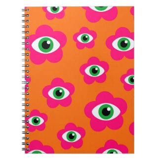 Evil Eye Flowers Retro Spiral Notitieboek