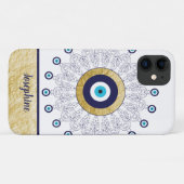 Evil Eye Goud en Blauw Stijlvol Mandala Design Case-Mate iPhone Case (Achterkant (horizontaal))