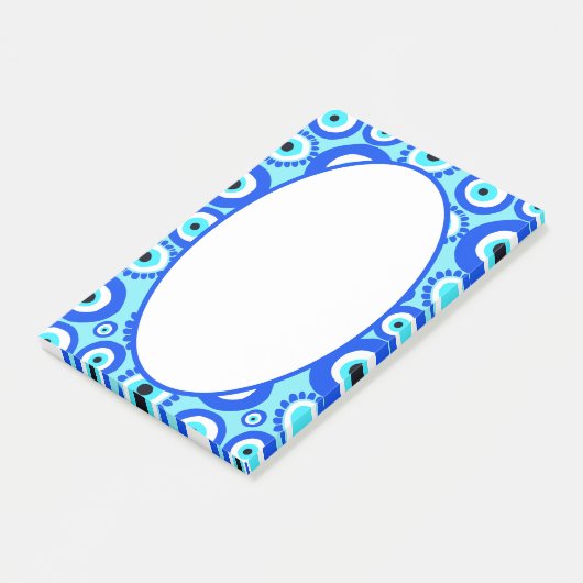 Evil Eye Lucky Symbol Blue White Post-it® Notes (Schuin)