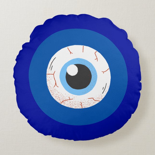 Evil Eye Max Ultra-blauw Rond Kussen (Voorkant)