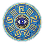 Evil Eye Mosaic Tegel ornament Keramische Knop (Voorkant)
