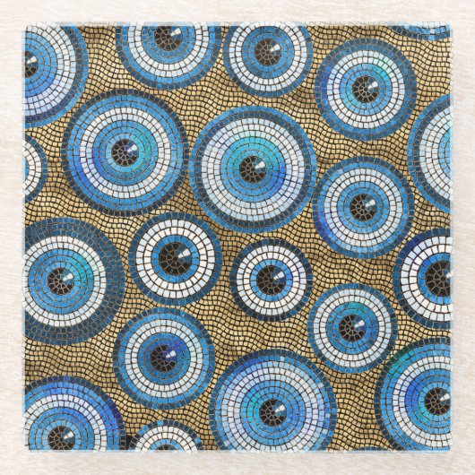 Evil Eye Mosaic Tile Pattern Glazen Onderzetter (Voorkant)