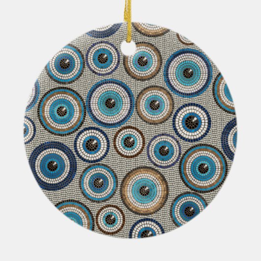 Evil Eye Mosaic Tile Pattern Keramisch Ornament (Achterkant)