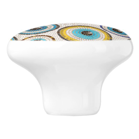 Evil Eye Mosaic Tile Pattern Keramische Knop (Zijkant)