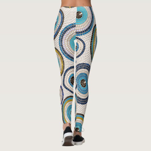 Evil Eye Mosaic Tile Pattern Leggings (Achterkant)