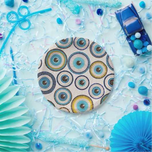 Evil Eye Mosaic Tile Pattern Papieren Bordje (Feest)
