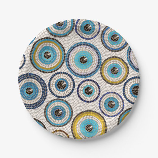Evil Eye Mosaic Tile Pattern Papieren Bordje (Voorkant)