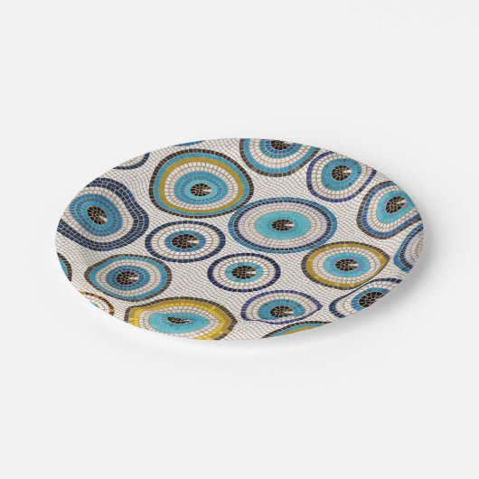 Evil Eye Mosaic Tile Pattern Papieren Bordje (Gekanteld)
