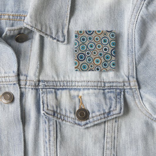 Evil Eye Mosaic Tile Pattern Vierkante Button 5,1 Cm (In situ)