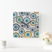 Evil Eye Mosaic Tile Pattern Vierkante Klok (Huis)
