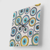 Evil Eye Mosaic Tile Pattern Vierkante Klok (Hoek)