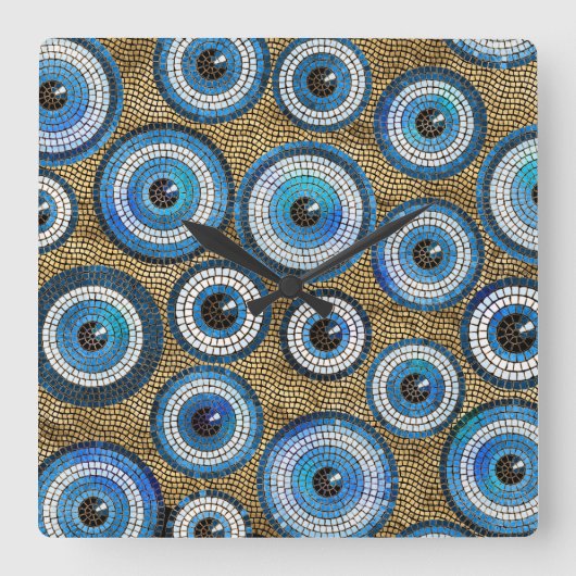 Evil Eye Mosaic Tile Pattern Vierkante Klok (Voorkant)