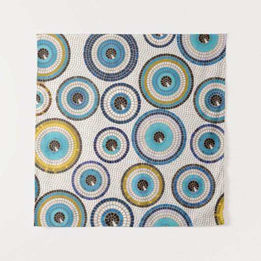 Evil Eye Mosaic Tile Pattern Wandkleed (Voorkant (horizontaal))