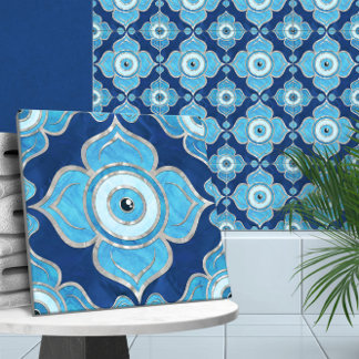 Evil Eye Ornament Blues en Pearl Tegeltje