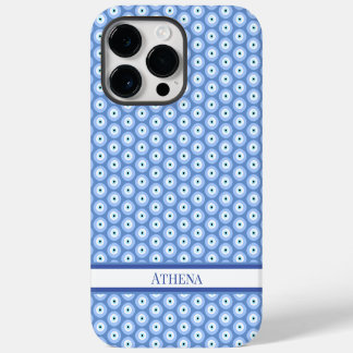 Evil Eye Patroon Zachte Blauwe Naam Grieks Amulet iPhone 14 Pro Max Hoesje