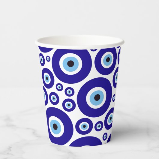 Evil Eye Pattern, Greek Eye, Turkish Eye, Nazar Papieren Bekers (Achterkant)