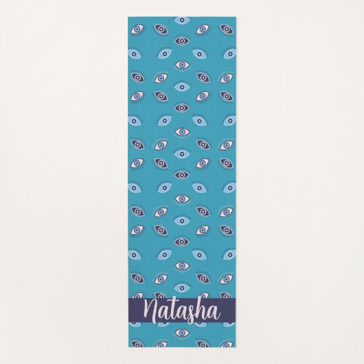 Evil Eye Pattern Schattige Zen Nazar Aangepaste na Yogamat (Voorkant)