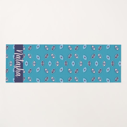 Evil Eye Pattern Schattige Zen Nazar Aangepaste na Yogamat (Voorkant (horizontaal))