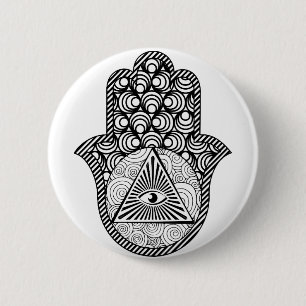 Evil Eye Protection Hamsa Ronde Button 5,7 Cm