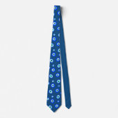 Evil Eye Symbol Blue Patterned Stropdas (Voorkant)