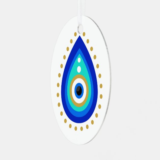 Evil Eye Tear Drop Nazar Protection Metalen Ornament (Voorkant links)