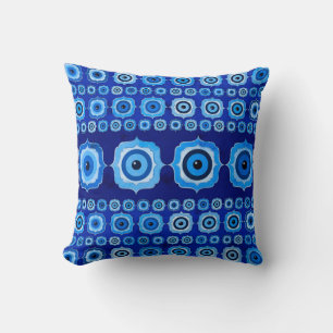 Evil Eye Tile Ornament - Blue glass and silver Kussen