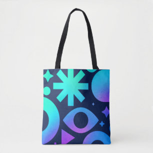 Evil Eye Tote Tas Kosmisch Teal Paars Mystiek