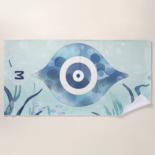 Evil Eye Underwater Bleu Serviette de plage tendan (Devant)