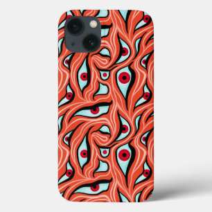 Evil Eyes Pattern - Abstracte rode ogen op Sinaasa iPhone 13 Hoesje