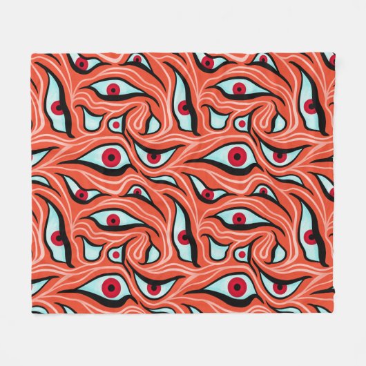Evil Eyes Pattern - Abstracte rode ogen op Sinaasa Fleece Deken (Voorkant (Horizontaal))