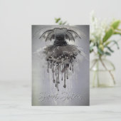 Evil Fairy Gown | Gothic Black Vampy Rock Sheen Kaart (Staand voorkant)