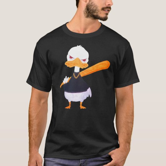 Evil Halloween duck with baseball bat T-shirt (Voorkant)