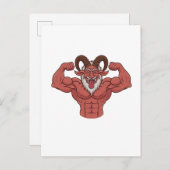 Evil Krampus Christmas Flexing Muscles Fitness Aankondigingskaart (Voorkant / Achterkant)