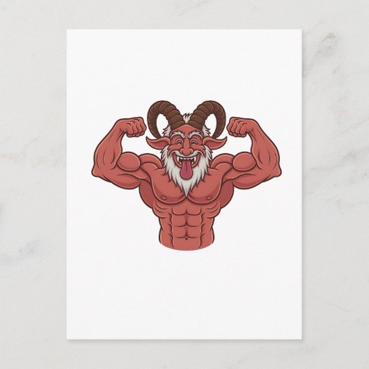 Evil Krampus Christmas Flexing Muscles Fitness Aankondigingskaart (Voorkant)