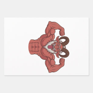 Evil Krampus Christmas Flexing Muscles Fitness Inpakpapier Vel