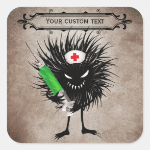 Evil Nurse Monster Art - Gotische Cartoon met Syri Vierkante Sticker