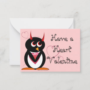 Evil Penguin School Valentijns Notitiekaartje