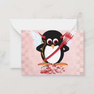 Evil Penguin-Valentijnen Notitiekaartje
