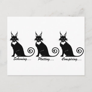 Evil Plotting Cat Trio Briefkaart
