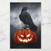 Evil Pumpkin en Raven Halloween Wijn Etiket (Enkel label)