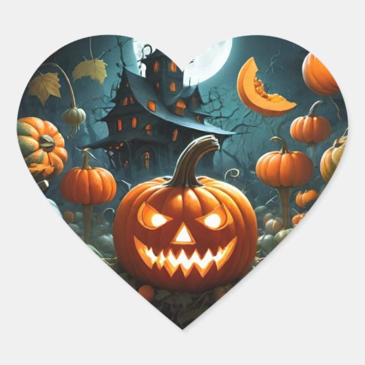 Evil pumpkin hart sticker (Voorkant)