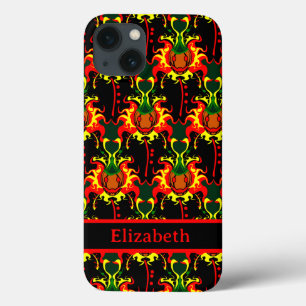 Evil Pumpkin op Fire Pattern-naam iPhone 13 Hoesje