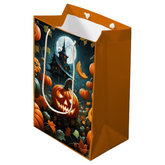 Evil pumpkin orange medium cadeauzakje (Voorkant Gekanteld)