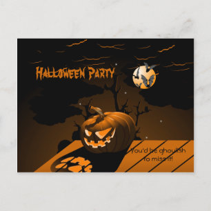 Evil Pumpkin Scary Bats Halloween Uitnodiging Briefkaart