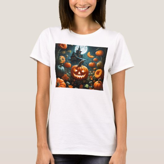 Evil pumpkin white t-shirt (Voorkant)